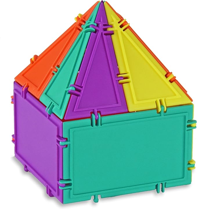 3D Building Set for Learning Math, Includes Many Online Activities,32-pc, Made in USA (Triangle/Rectangle/Square)