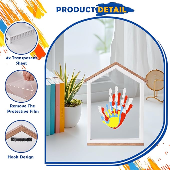 Exclusive House Shaped Family Handprint Kit; Unique DIY Keepsake, Complete Set, Meaningful Gift for Home Decor, Family Craft & Memory Making (House Shape)