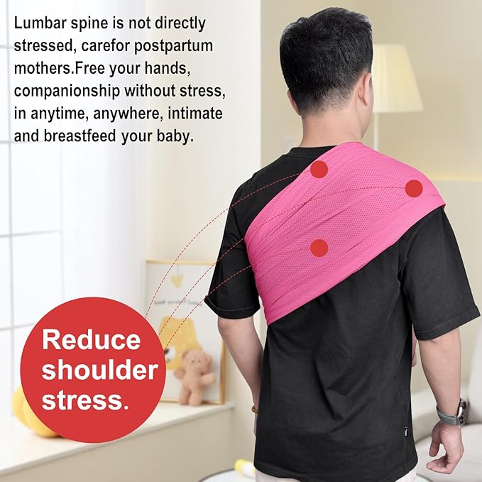 CUBY Water Baby Sling Carrier Lightweight Breathable Mesh Baby Wraps Carrier Adjustable Ring Sling Quick-Drying Baby Carriers Sling for Newborn Toddler Summer Swimming Pool Beach (Pink)