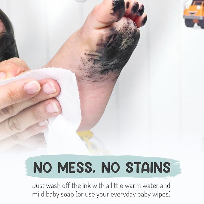 Baby Hand and Footprint Kit by Forever Fun Times | Get Hundreds of Detailed Prints with One Baby Safe Ink Pad | Easy to Clean, and Works with Any Paper or Card | Clean and Safe (Blue, Small)