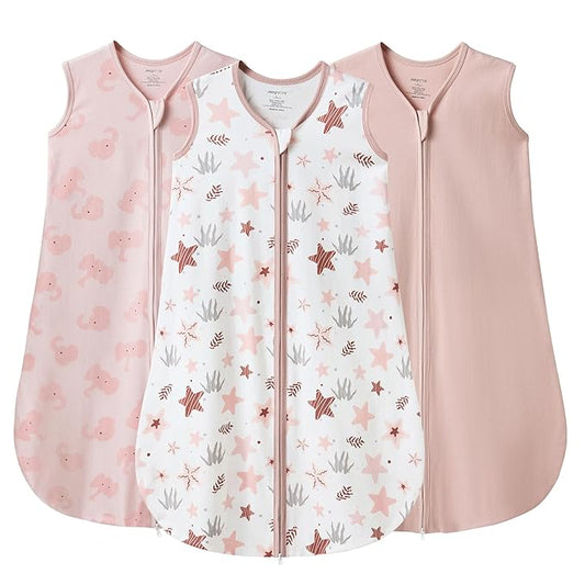 JELLYMONI Baby Sleep Sack 18-24 Months 0.5 Tog Wearable Blanket for Baby, 100% Cotton 3 Pack Infant Toddler Sleeping Sack Lightweight Soft 2-Way Zipper Sleepsack