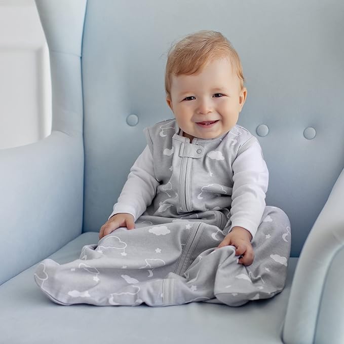 Baby Sleep Sack 1.0 TOG, Organic Cotton Baby Wearable Blanket with Two-Way Zipper, Swaddle Transition Baby Sleeping Bag, All-Season Sleep Sack for Newborn Infant Toddler Boy Girl, 0-6 Months, 1-Pack