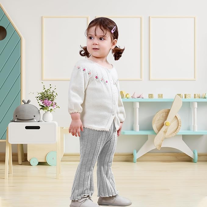 Neutocd Baby Girl Flare Pants Toddler Bell Bottoms Leggings Infant Stretchy Soft Trousers Solid Elastic Waist Pants