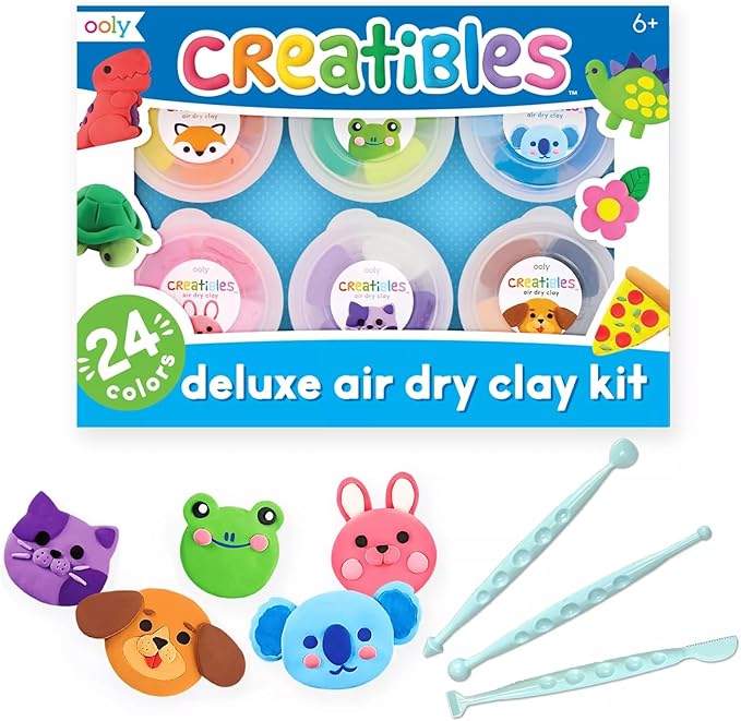 Ooly Air Dry Clay for Kids, 24 Colors Modeling Clay with 3 Shaping Tools, Play Dough Summer Craft Supplies - Creatibles