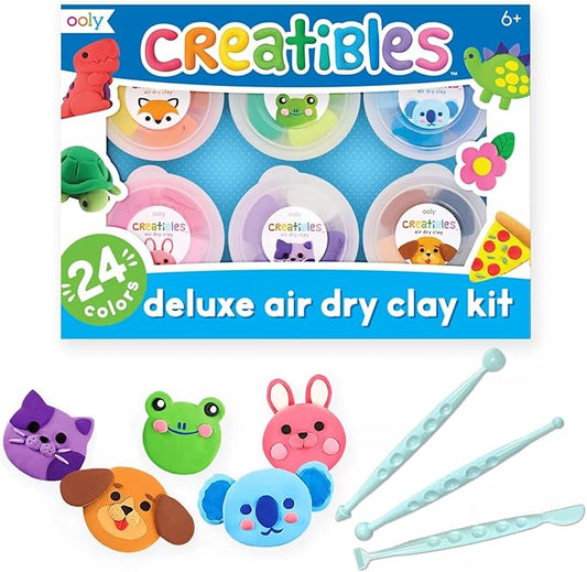 Ooly Air Dry Clay for Kids, 24 Colors Modeling Clay with 3 Shaping Tools, Play Dough Summer Craft Supplies - Creatibles