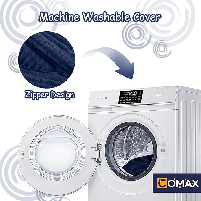 COMAX Kids Bean Bag Chair Turn into Beanbag Bed, Toddler Bean Chair Corduroy for Girl Boy Sleeping, Lazy Children Bean Bags with Filler, Convertible Child Floor Mattress, Dark Blue