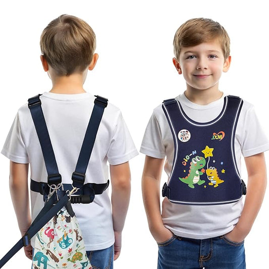 2025 New Safety Harness for Autism and Special Needs Child (3-6 yrs), Anti-Elopement Vest Harness with Light Reflector and Grab Handle for Active, Autistic ADHD Kids,Adjustable Tether Leash with Pouch