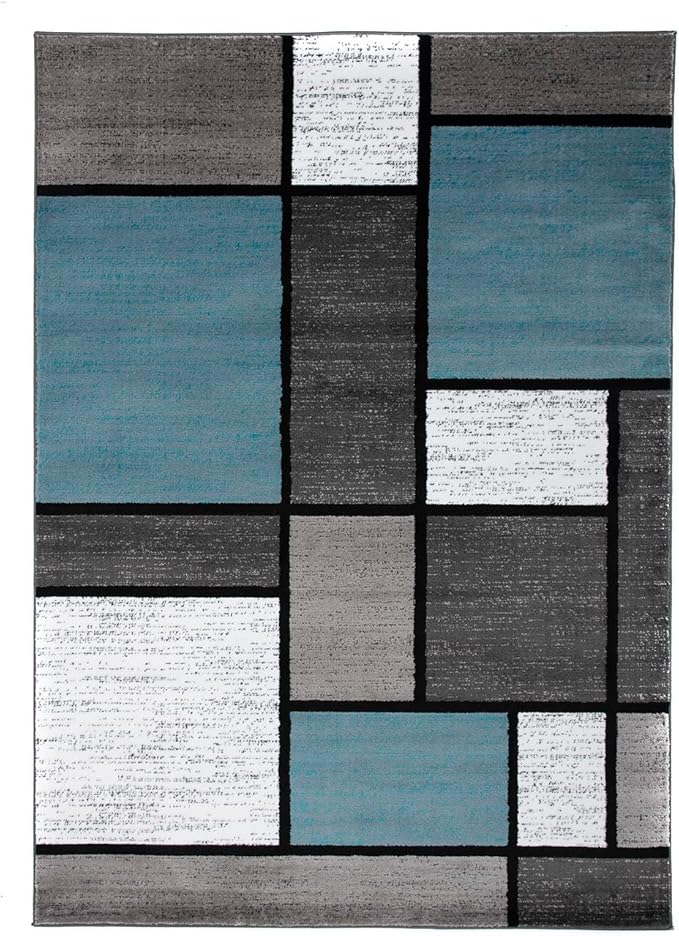 Rugshop Contemporary Modern Boxes for Home Office,Living Room,Bedroom,Kitchen Non Shedding Area Rug 12' x 15' Blue