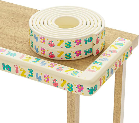 Edge Protector for Baby 6.5ft Soft Protective Foam Cushion Furniture Edge and Corner Guards Baby Child Proofing Cartoon Digital Pattern Odorless Safe for Table,Fireplace,Countertop