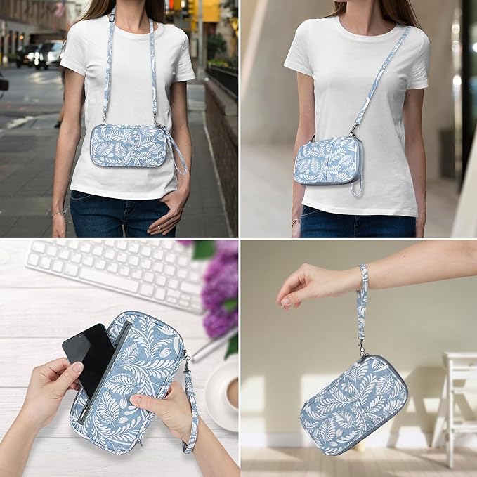 jiemei RFID Family Passport Wallet Holder Waterproof, Travel Document Organizer Credit Card Clutch Bag for Men Women (RFID Leaf)