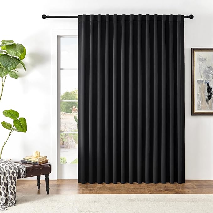 Joydeco Custom Blackout Curtains for Bedroom, 1 Panel Room Darkening Curtains & Drapes for Living Room Window Rod Pocket Back Tab (Custom Size,Black)