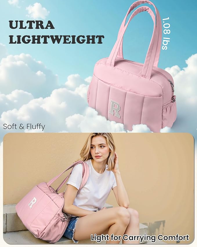 Gifts for Daughter, Duffle Bag for Travel, Weekender Bags for Women，Initial Overnight Bag with Wet Pocket，Lightweight Travel Bags Personalized Gym Tote with Makeup Pouch