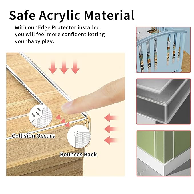 2.6in x 9.84Ft,Soft Corner Protectors for Furniture,Table Corner Protectors,Cabinet Bumpers,Wall Corner Protector,Window Clear Edge Protector Strip,Safe for Proof