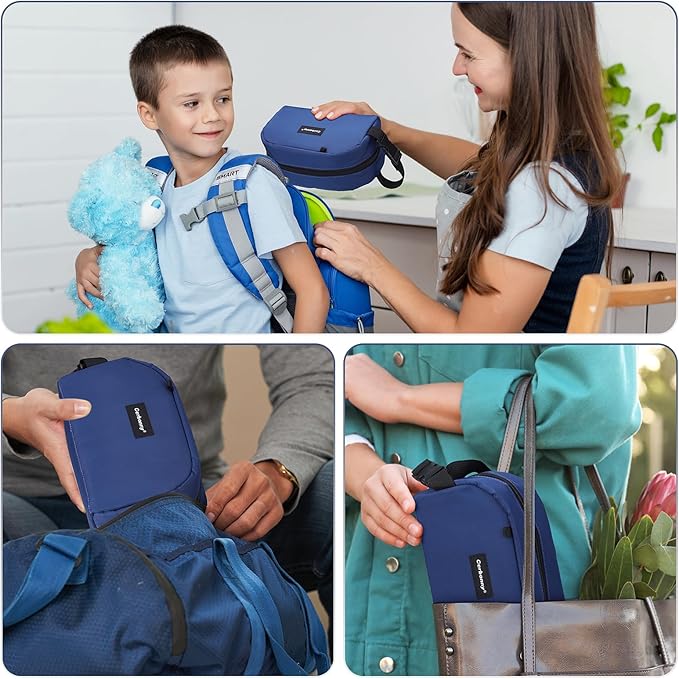 Cerbonny Reusable Lunch Bag, Freezable Insulated Cooler Bag, Leak-Proof, Portable, Navy Blue, 2.5L, 5x9x4 inches