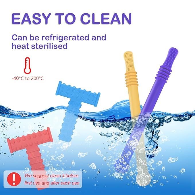 ERKOON Sensory Chew Toys for Autistic Children, 4pcs Teething Chewy Tubes Oral Motor Toys for Chewies with Special Needs, Autism Children Teether Straw BPA Without Refrigerator & Dishwasher Safe