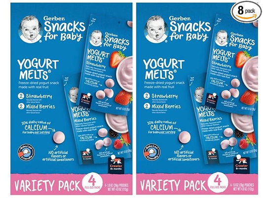 Gerber Yogurt Melts Freeze-Dried Yogurt Snacks, Strawberry/Mixed Berries, 1 oz. Pouch (Pack of 8)