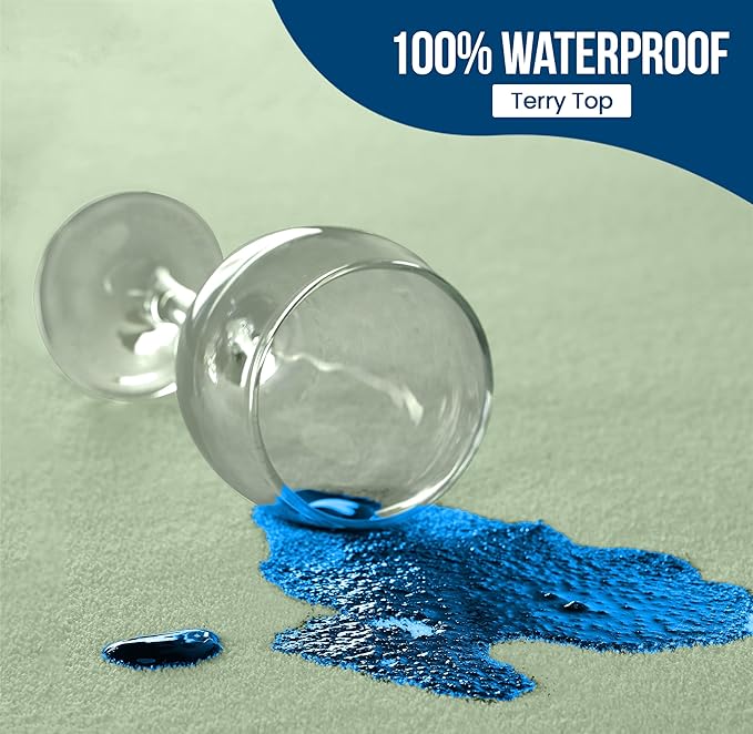 Utopia Bedding Waterproof Mattress Protector Twin Size, Premium Terry Mattress Cover 200 GSM, Breathable, Fitted Style with Stretchable Pockets (Sage)