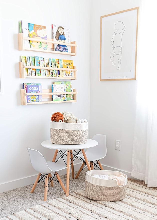 OrganiHaus Set of 3 Woven Baskets for Organizing, Cotton Rope Basket for Decor, Shoe Basket Organizers & Storage, Decorative Storage Baskets & Bins, Cute Storage Basket for Toys & Cloths, Brown