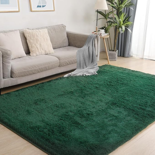 Ultra Soft Fluffy 6x9 Green Area Rugs - Plush Non-Slip Indoor Carpet for Living Room, Bedroom, Nursery, Study, Kids Room Decor