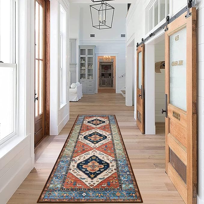 Lahome Boho Kitchen 2x7 Runner Rug - Non-Slip Washable Hallway Runner, Oriental Distressed Non-Shedding Rugs Carpet for Entryway Bedroom Laundry Room