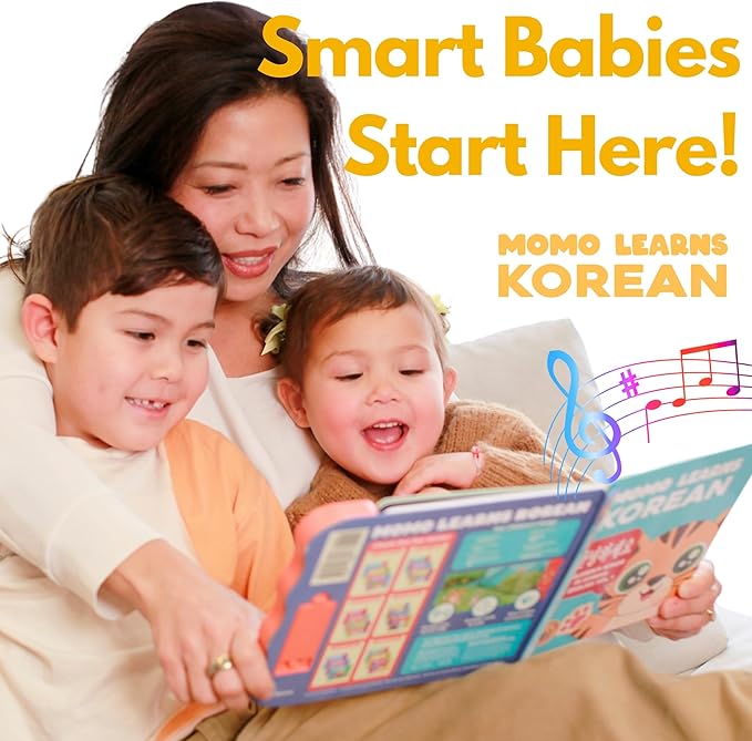 New! Learn Korean for Kids, Momo Learns Korean Vol. 2, Bilingual Korean Baby Book for Kids, Babies & Toddlers 1-3, Kids Board Book w/ Hangul, First Words & Songs, Language Toy for Preschoolers 0-3