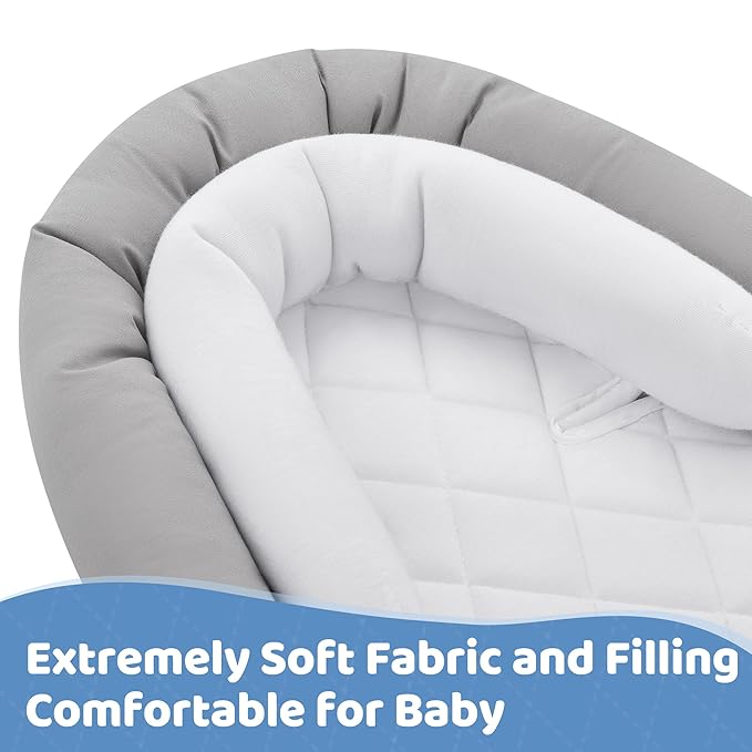 Pro Goleem Infant Car Seat Insert, Babybody Support for Toddler, Soft Minky Preemie Car Seat Insert, 2-in-1 Reversible, Perfect for Carseats, Strollers, Swings, White and Grey