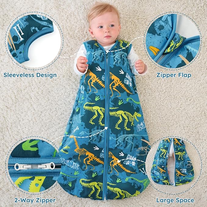 Yoofoss Baby Sleep Sack 6-12 Months, 1.5 Tog Baby Wearable Blanket with 2-Way Zipper, 100% Cotton Organic Fabric Winter Infant Sleeping Sack, Warm Soft Comfy