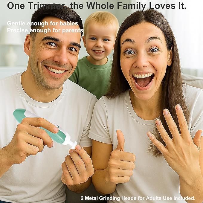 Fansidi Baby Nail Trimmer Electric – Limited Forest Serenity Green, Gentle Baby Nail File Electric| 10 Grinding Heads + 8 Replacement Pads| Quiet LED |Baby Nail Clippers for Newborn Infant Toddler