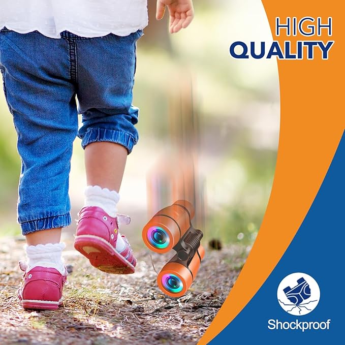 3-8 Year Old Boy Girl Toys: LET'S GO! Shockproof Binoculars for Kids Bird Watching 3 4 5 6 7 Year Old Boys Girls Outdoor Travel Toy for Kid Ages 4-7 Toddler Toy Binoculars