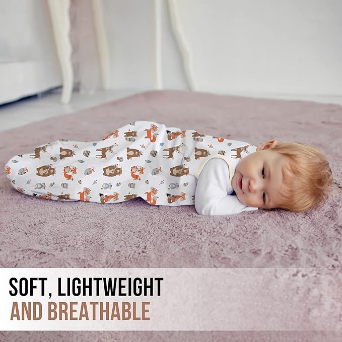 Mama Cheetah Baby Sleep Sack 0.5 TOG, Organic Cotton Baby Wearable Blanket with Two-Way Zipper, Swaddle Transition Baby Sleeping Bag for Newborn Infant Toddler Boy Girl, 24-48 Months