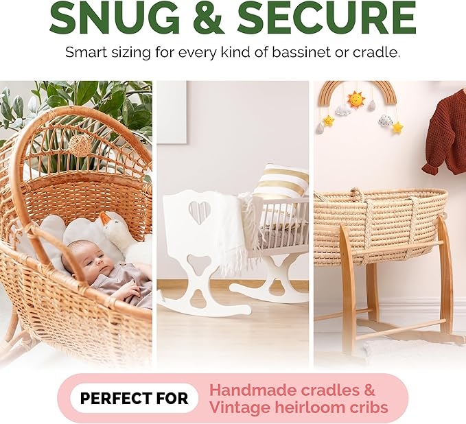 Cradle Baby Mattress and Bassinet Mattress 14x34 – 2-Inch Firm Foam Baby Bed with Waterproof Vinyl Cover – Non-Toxic Hypoallergenic Cushion Pad Replacement for Infant Bed (Multiple Standard Sizes)