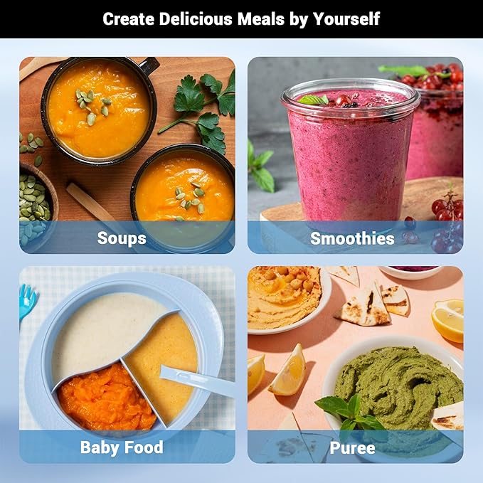 Immersion Blender RPM 16000±10% Hand Blender,15 Speed and Turbo Mode Hand Mixer, 3-in-1 Heavy Duty Copper Motor Stainless Steel Smart Stick with Egg Beaters and Chopper