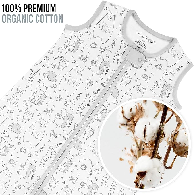 Mama Cheetah Baby Sleep Sack 0.5 TOG, Organic Cotton Baby Wearable Blanket with Two-Way Zipper, Swaddle Transition Baby Sleeping Bag for Newborn Infant Toddler Boy Girl, 18-24 Months