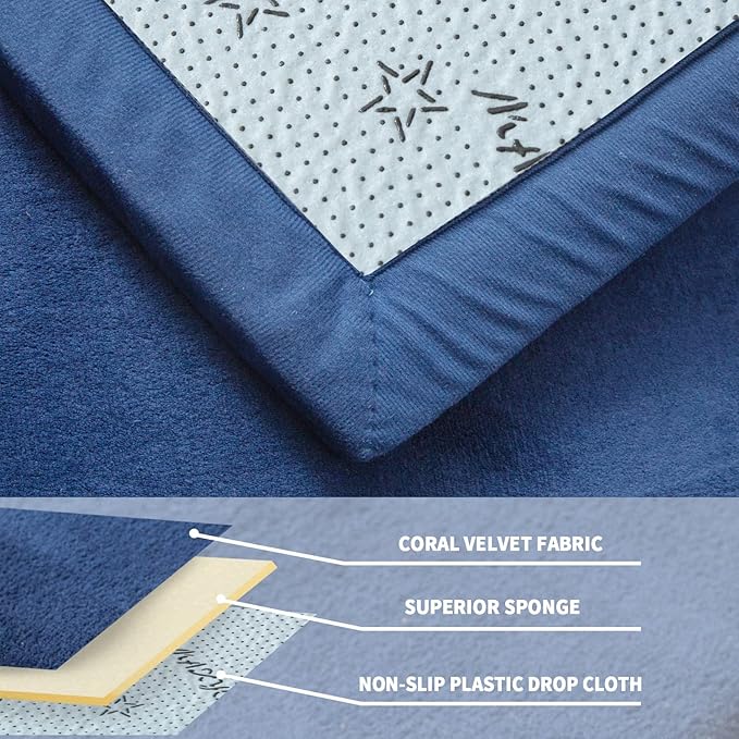 MAXYOYO Black Coral Velvet Area Rug, Thick Japanese Tatami Mat Living Room Carpet with Non-Slip Backing, Large Solid Color Mat for Bedroom Dormitory Yoga, 49 by 49 inch