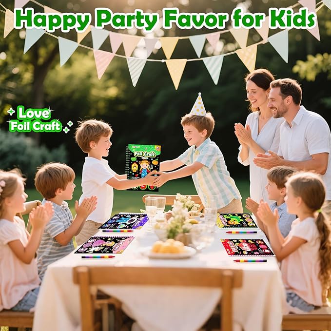 FUNNYB&G Foil Art Craft Activity for Kids - Gift for Girls Boys Crafts for Kids Fun Art Supplies DIY Creative Travel Toy, Birthday Gift Party Favor Toys for Girls Boys 4 5 6 7 8 9 Years Old(Farm)