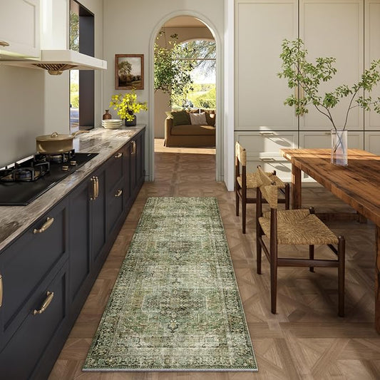 Machine Washable Kitchen Runner Rug: 2'x6' Hallway Rug Non Slip Low-Pile Stain Resistant Soft Carpet Runners for Entryway Hallways Kitchen Laundry Room Beside Farmhouse