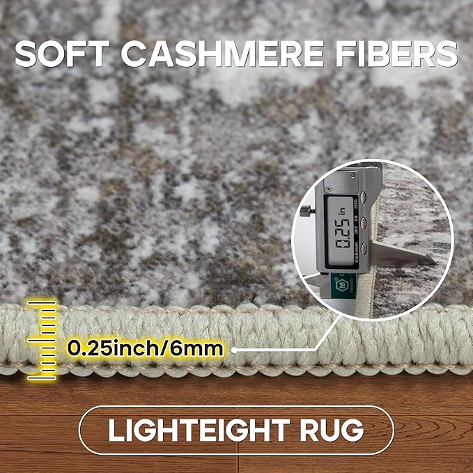 Runner Rug for Hallways Kitchen 2'6"x8' Washable, Non Slip Carpet 8ft Area Rugs Entryway Rubber Backed 8 Feet Neutral Abstract Modern Low Pile Indoor Black Gold