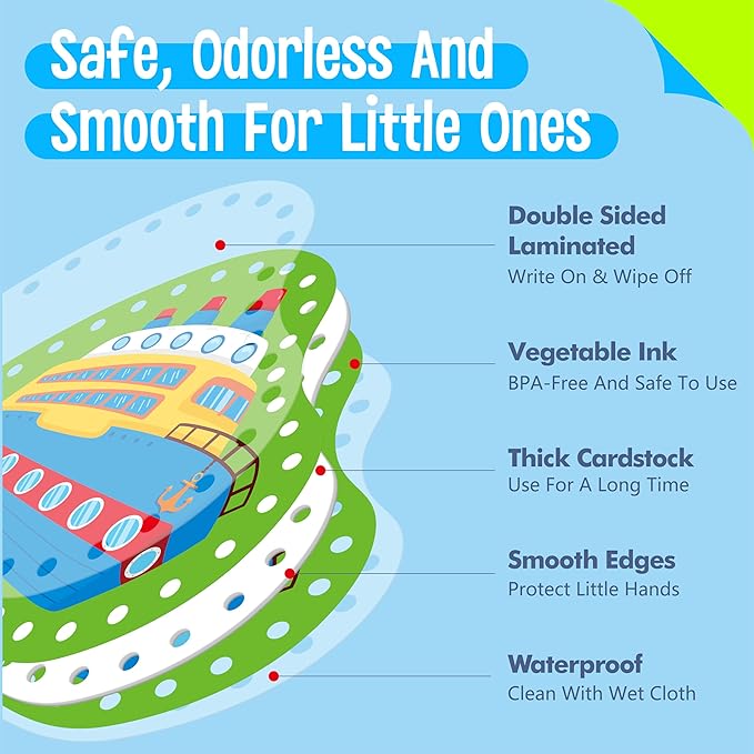 9 Pieces Kids Lacing Cards, Double Sided Vehicle Sewing Cards with 9 Colorful Laces, Imagination Development Lacing Toys Games for Children Educational and Learning Activity