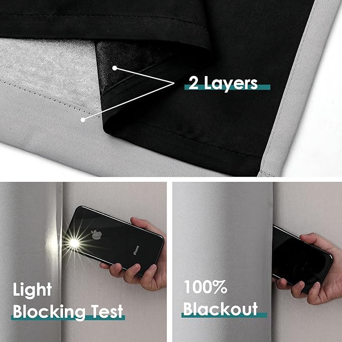 ChrisDowa Custom 100% Blackout Curtains for Bedroom with Black Liner, Double Layers Total Blackout Thermal Insulated Grommet Window Curtains 1 Panel (Custom Size and Color)