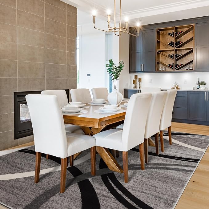 Rugshop Modern Wavy Circles Design Area Rug 12' x 15' Gray