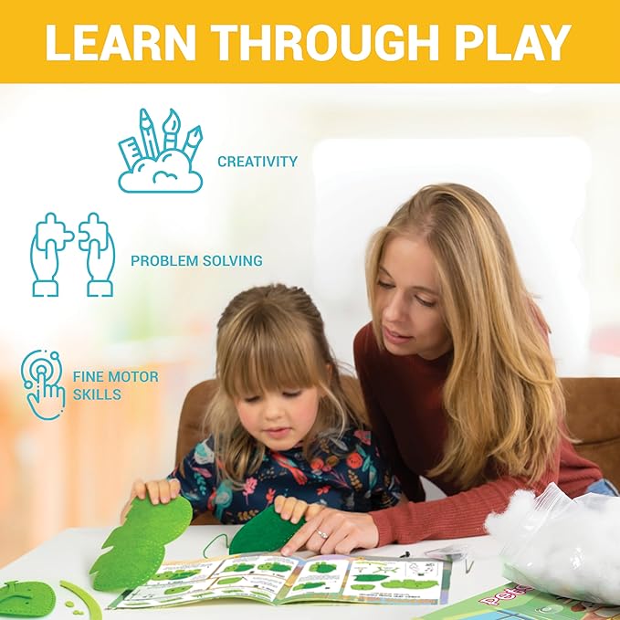 Craftorama Sewing Kit for Kids, Fun and Educational Pets Craft Set for Boys and Girls Age 7-12, Sew Your Own Felt Animals Craft Kit for Beginners, 165 Piece Set