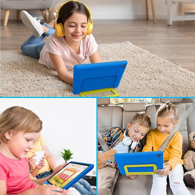 Kids Tablet｜Upgraded Android 14 Tablet 10 inch for Kids with Protective Case｜Octa-Core｜64GB｜1TB TF Card Expandable｜Dual Camera｜Parental Control｜Great Gift for Toddler(Blue)
