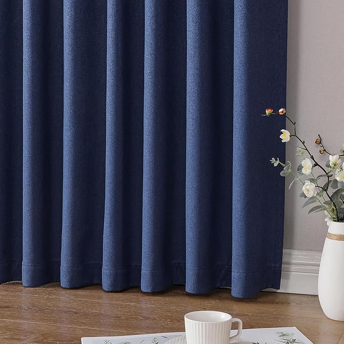 Joydeco Custom Blackout Curtains for Bedroom, Total Blackout Curtains Back Tab & Rod Pocket, Solid Thermal Insulated Window Drapes Luxury Decor for Living Room 1 Panel (Custom Size, Twilight Blue)