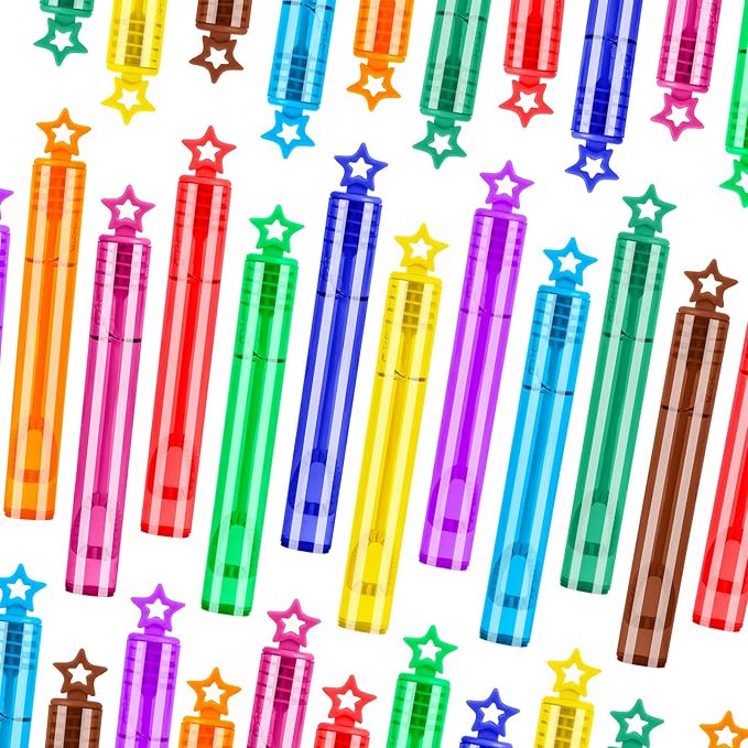 100 PCS Bubble Wands for Kids, 10 Colors Bulk Bubble Wand with Star Top, Perfect for Birthday, Carnival, Summer Outdoor Toys,Goody Bags Stuffer,Prize,Party Favors, Wedding