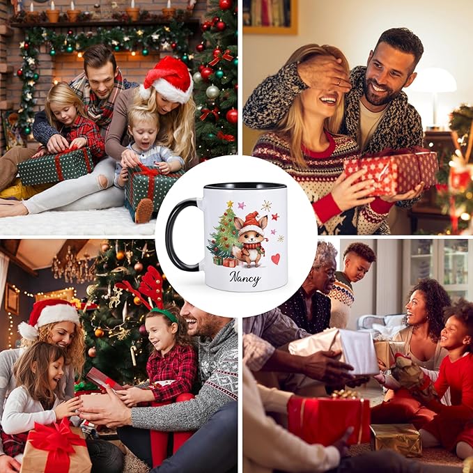 Custom Christmas Coffee Mug Personalized Hot Chocolate Mug for Kids Customized Hot Cocoa Cups with Name 11oz Ceramic Santa Mugs Winter Holiday Xmas Mugs Christmas Gifts for Family Kids Xmas Decor