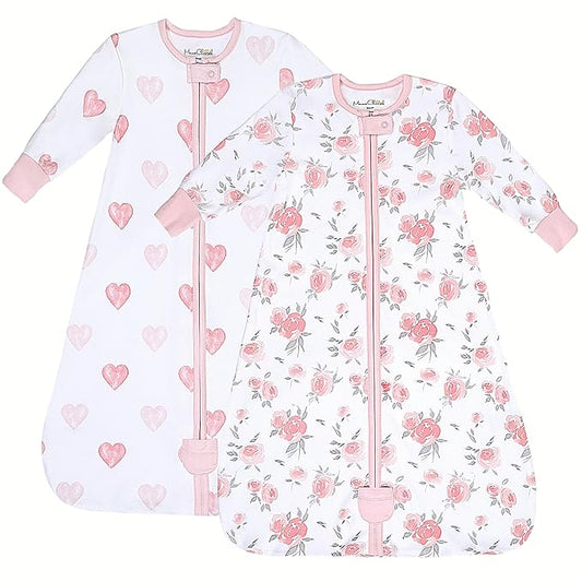 Mama Cheetah Baby Sleep Sack with Sleeves, 0.5 TOG Organic Cotton Wearable Blanket and Two-Way Zipper, Swaddle Transition Long Sleeve Sleeping Bag for Newborn Infant Toddler, 6-12 Months