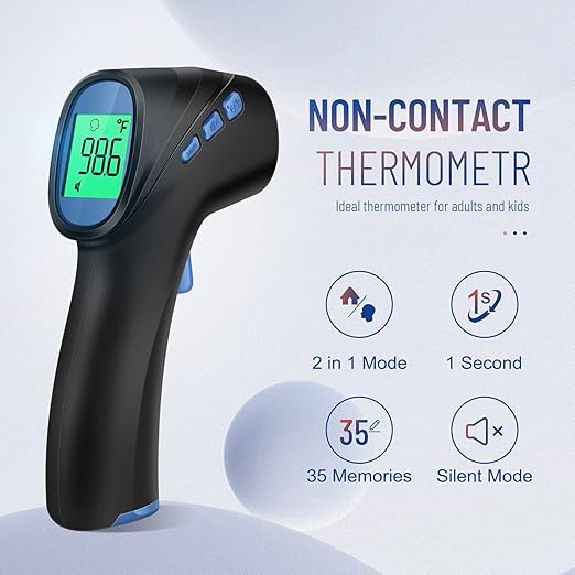 Forehead Thermometer for Adults and Kids, Digital Infrared Thermometer with Fever Alarm, Fast Accurate Results, Easy to use