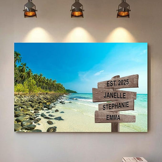 Personalized Gifts for Mom Family Names Street Custom Multi-Name Date of Birth Vintage Street Sign Happy Mothers Day Canvas Wall Art Best Christmas Gifts for Mommy from Daughter Son Children Kids #8