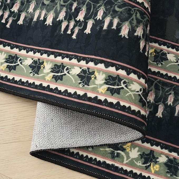 2x3 Rug Impressionist-Style Vintage Indoor Door Mat Machine Washable Small Area Rug Non-Slip Low Pile Throw Rugs for Entryway Kitchen Front Door Indoor Entrance Entry Kids Room, Green