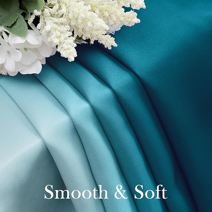 HOMEIDEAS Turquoise Ombre Blackout Curtains 52 X 96 Inch Length Gradient Room Darkening Thermal Insulated Energy Saving Grommet 2 Panels Window Drapes for Living Room, Bedroom